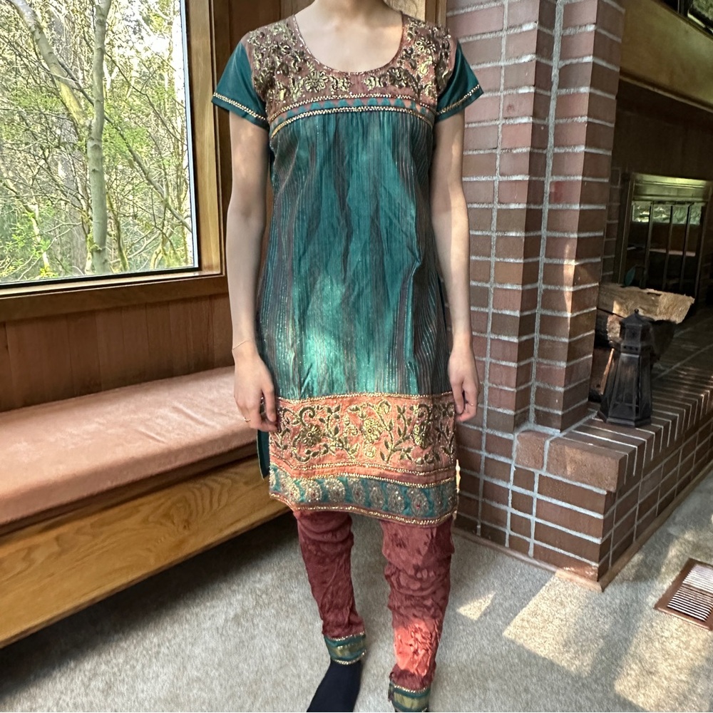 Green Indian Tunic/Kurta, Size S View 2